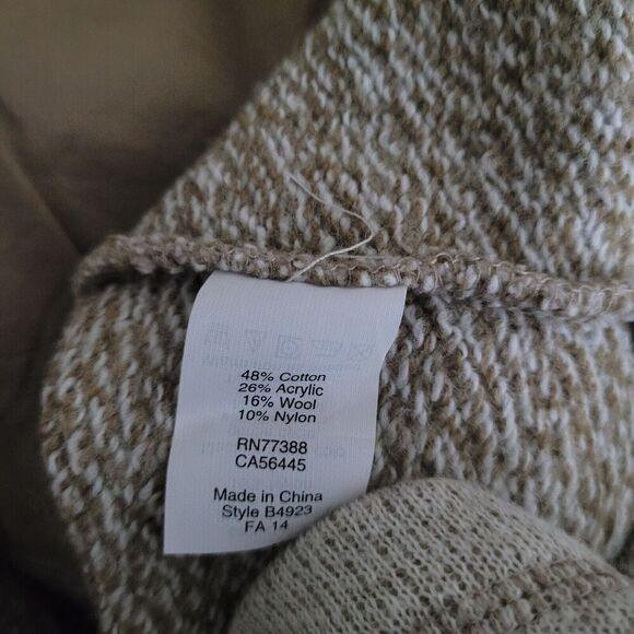 J. CREW Sweater Medium Wool Blend Beige Funnelneck Cowl Neck Sweatshirt B4923 - Picture 8 of 9